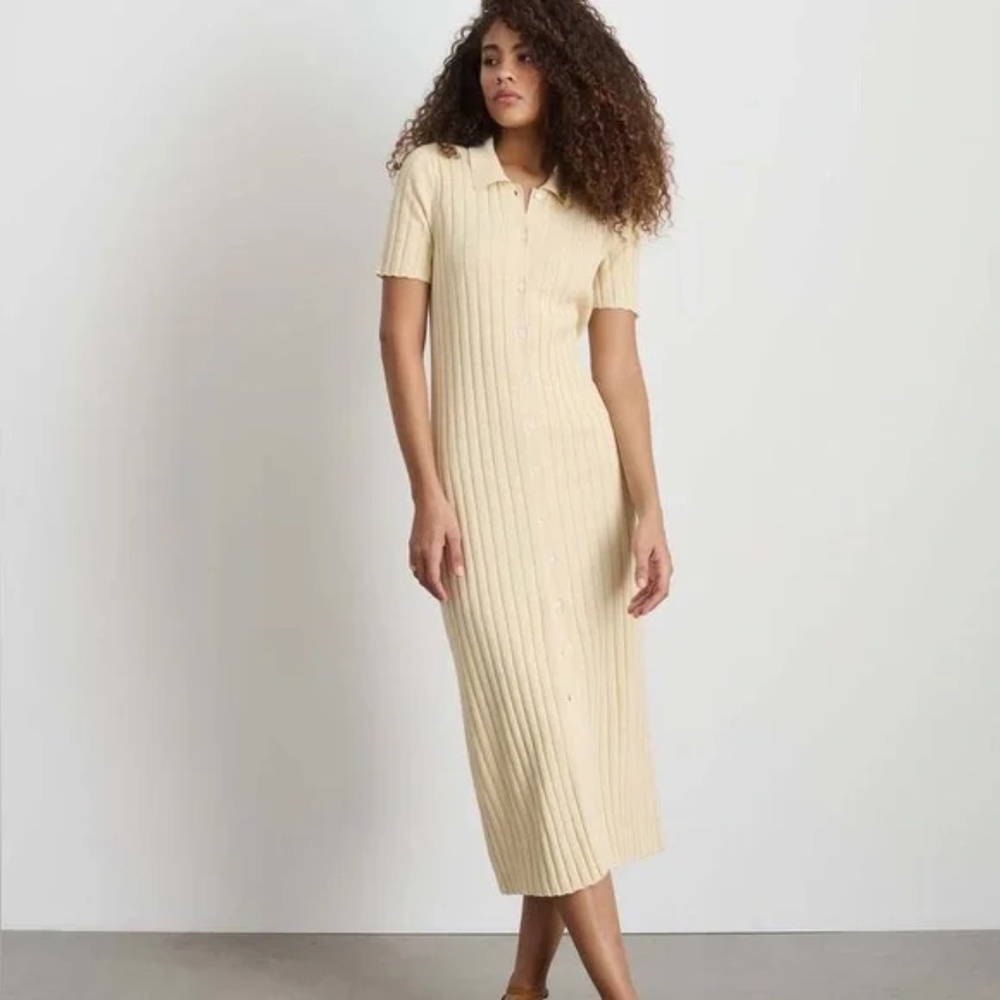 Alex Mill NWT Alice Ribbed Sweater Dress Ivory Small S